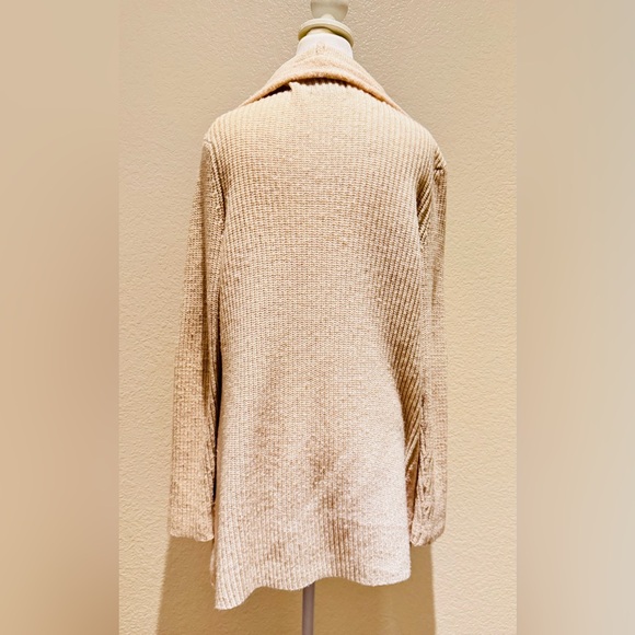 🔥HP🔥Anthropologie La Fee Verte Draped Front Boucle Cardigan Sweater – Tan – Sz M - Picture 9 of 15